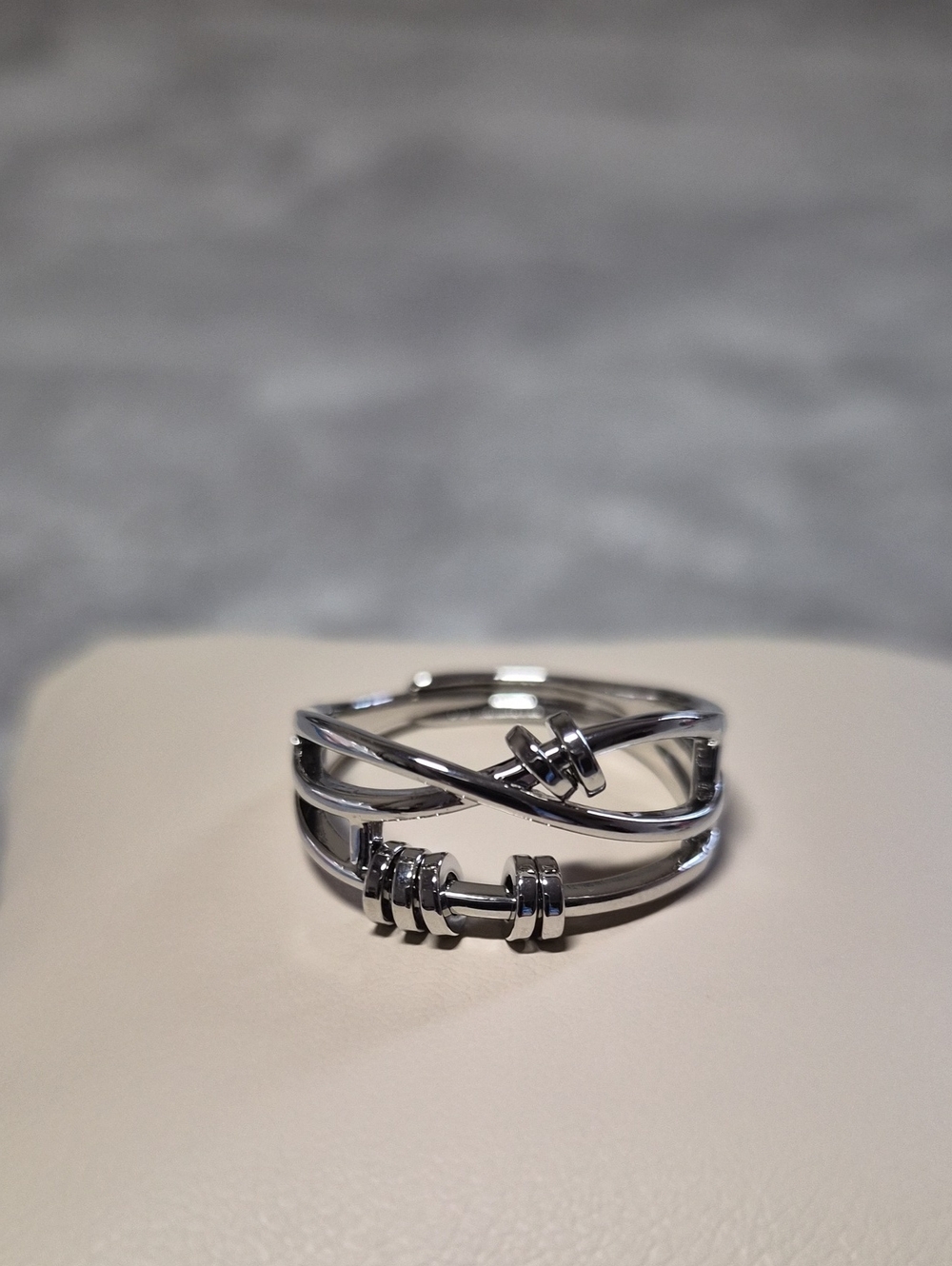 Silver-Tone Crisscross Band Ring - Elegant Womens Jewelry